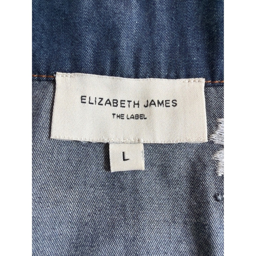 Elizabeth James The Label Denim Floral Embroidered Midi Skirt Blue Womens Large - Picture 7 of 11